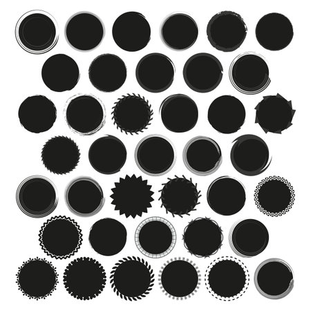 Collection of black circle badges. Vector illustration. EPS 10.のイラスト素材