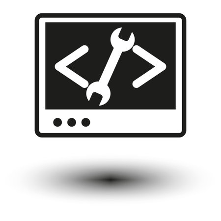Software development and programming icon. Coding tools on screen. Web development concept. Vector illustration. EPS 10.のイラスト素材