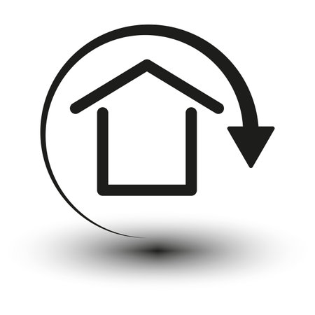 House icon. Circular arrow around. Vector illustration. EPS 10.のイラスト素材