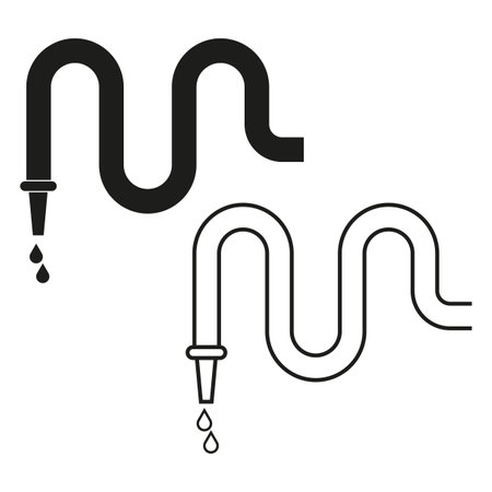 Hosepipe with water droplets icon. Irrigation and watering symbol. Vector illustration. EPS 10.のイラスト素材