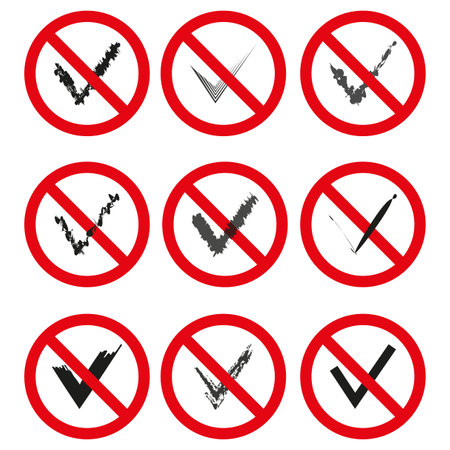 Prohibited items icons set. No weapons or tools allowed. Vector illustration. EPS 10.のイラスト素材