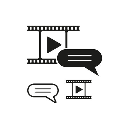 Film strip play. Chat bubble message. Video content chat. Vector illustration. EPS 10.のイラスト素材