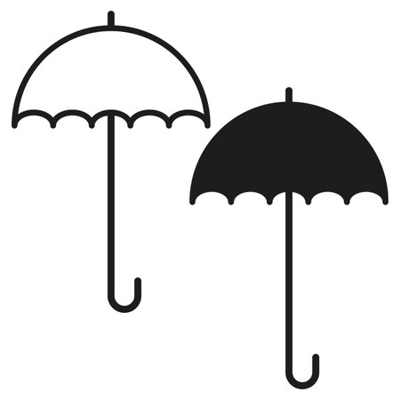 Classic umbrellas open. Rain protection symbol. Weather accessory icon. Vector illustration. EPS 10.のイラスト素材