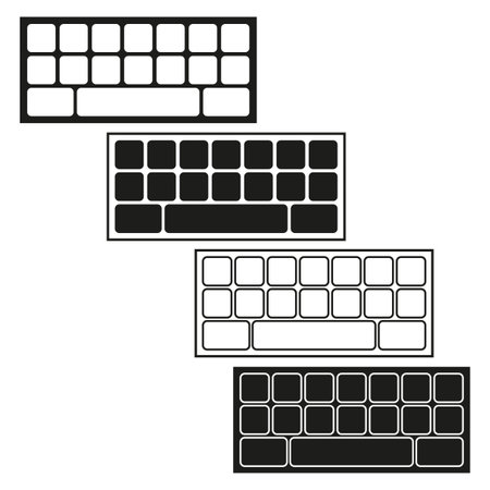 Minimalistic keyboard layout. Black key silhouettes. Input technology element. Vector illustration. EPS 10.のイラスト素材