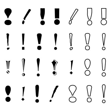 Exclamation marks variety set. Attention sign icons. Caution alert symbols. Vector illustration. EPS 10.のイラスト素材