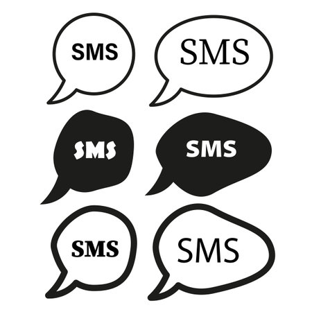 Set of SMS text message bubbles. Black and white chat icons. Ideal for communication design elements. Vector illustration.のイラスト素材