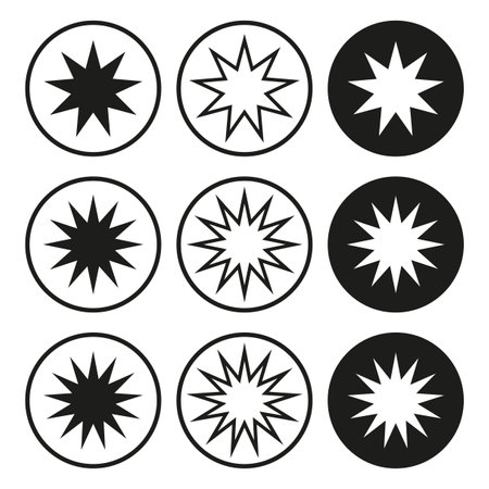 Starburst badge set. Contrast graphic buttons. Explosion effect markers. Vector illustration. EPS 10.のイラスト素材
