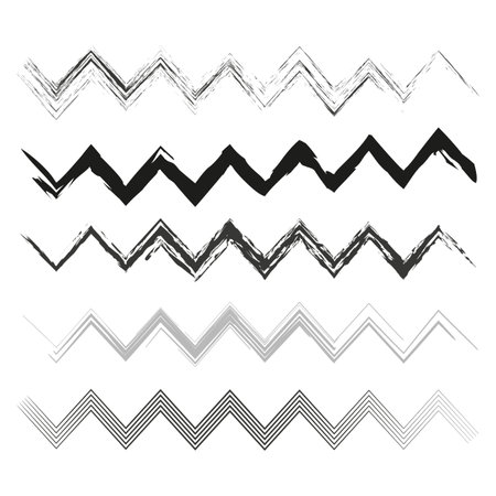 Abstract chevron pattern. Grunge brush strokes. Monochrome zigzag lines. Artistic geometric design. Vector illustration. EPS 10.のイラスト素材