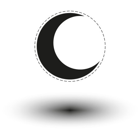 Minimalistic crescent shape. Shadowed abstract icon. Floating geometric object. Vector illustration. EPS 10.のイラスト素材