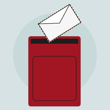 Modern mail concept. Red mailbox with envelope. Communication Vector illustration.のイラスト素材