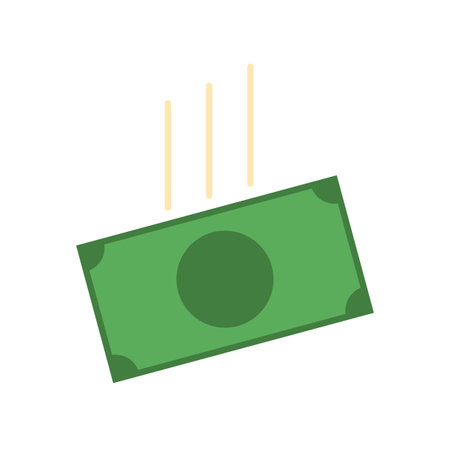 Falling Money Icon. Green Currency Vector. Financial Success Concept. Investment Revenue Illustration.のイラスト素材