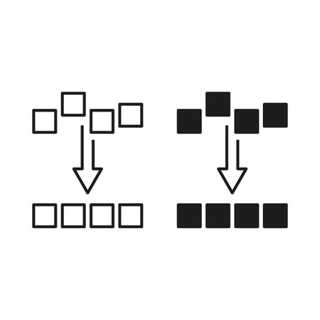 Flowchart vector icons. Process diagram elements. Organizational structure representation.のイラスト素材