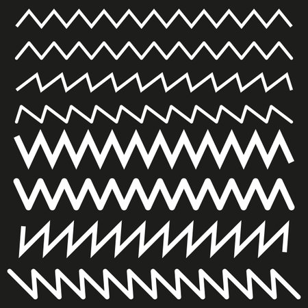 Abstract Zigzag Pattern Vector. Dynamic black and white background. Geometric wave lines design.のイラスト素材