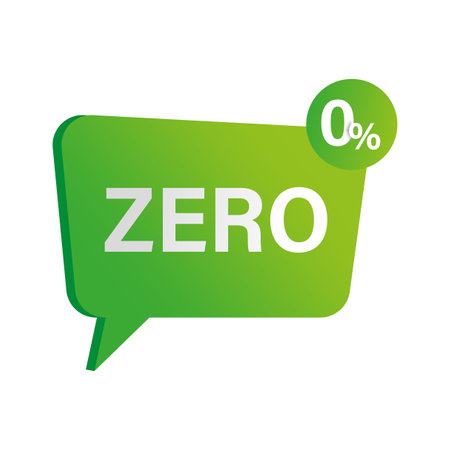 Zero Percent Bubble Icon. Interest Free Offer Vector. Finance Promotion Symbol. No Fee Chat Sign.のイラスト素材