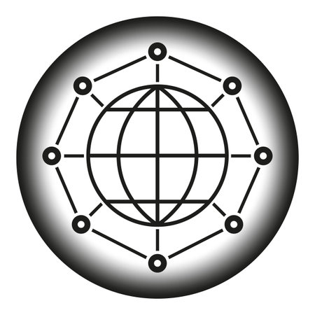 Global network icon. Connected world vector. Technological sphere grid.のイラスト素材