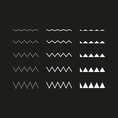 Geometric line patterns. Black and white designs. Abstract vector elements. Modern minimalist shapes.のイラスト素材