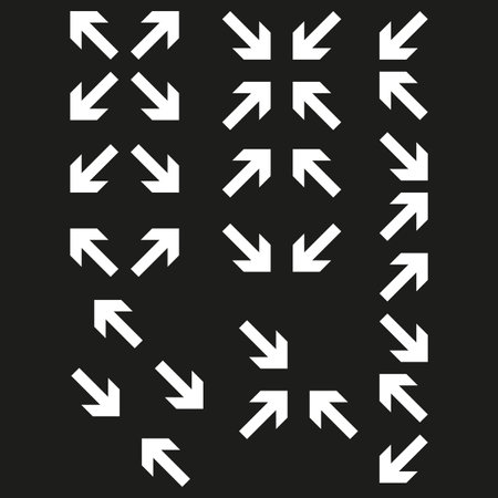 Arrow icons pattern. Directional arrows set. Black background contrast. Vector illustration.のイラスト素材