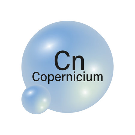 Copernicium element symbol. Blue gradient sphere. Chemical icon vector. Periodic table detail.のイラスト素材