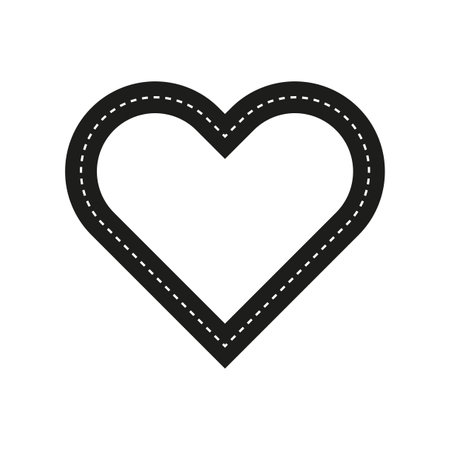 Heart icon outline. Black dashed lines. Simple and elegant. Vector graphic.のイラスト素材