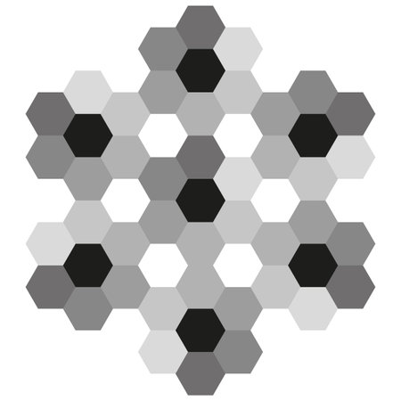 Hexagonal grid pattern. Black and gray hexagons. Geometric abstract. Vector illustration.のイラスト素材