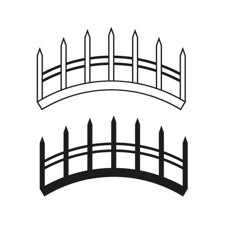 Fence icons. Black and white. Vector illustration.のイラスト素材