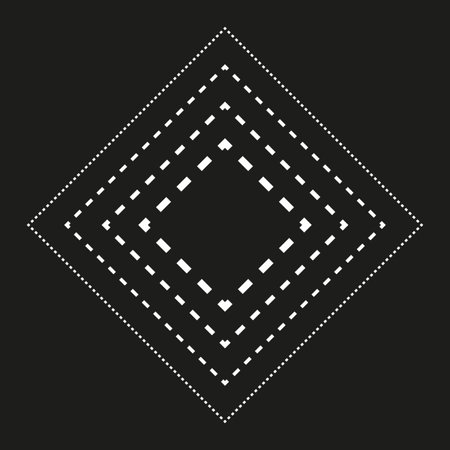 Geometric dotted lines. Diamond pattern design. Black and white. Vector graphic.のイラスト素材