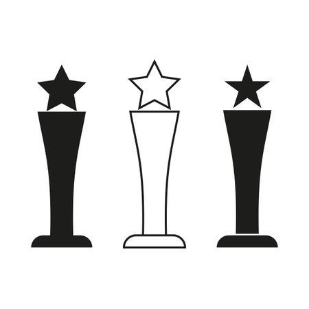Star trophy icons. Award silhouettes. Vector graphic. Achievement symbol.のイラスト素材