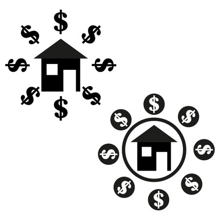 House in circle of dollar signs. Real estate icon. Money concept.のイラスト素材