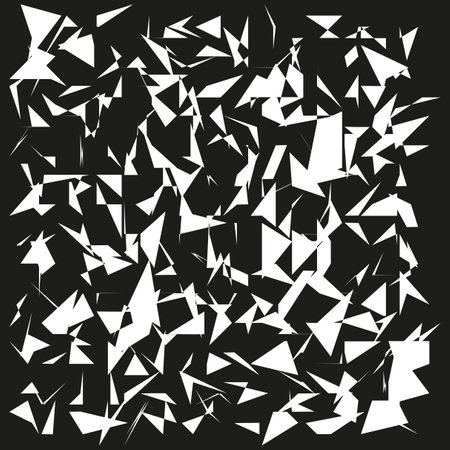 Abstract geometric pattern. Sharp angular shapes. Black and white contrast. Dynamic fragmented design.のイラスト素材