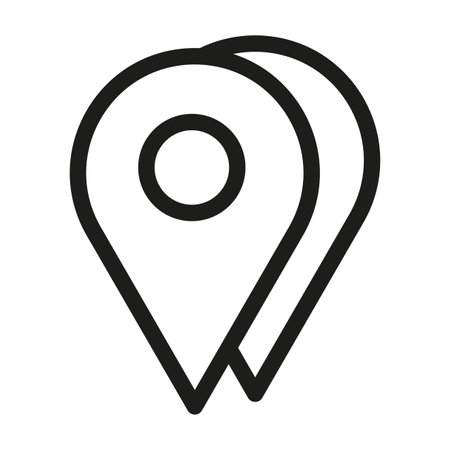 Black outline map pin. Minimalistic vector symbol. Double pin design. Clean line art.のイラスト素材