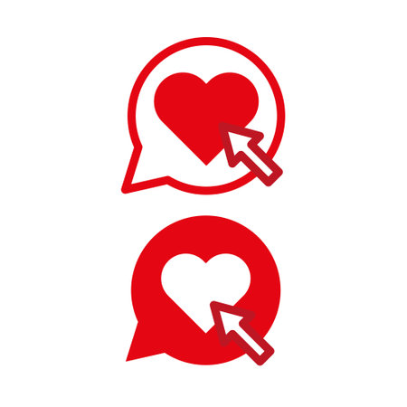 Heart click icon. Red love symbol. Social media interaction. Vector illustration.のイラスト素材