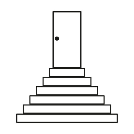 Door icon steps. Minimalist design concept. Ascending staircase layout. Pathway to opportunity.のイラスト素材