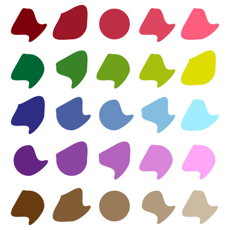 Color swatches set. Abstract shape collection. Bright palette variation. Vector illustration.のイラスト素材
