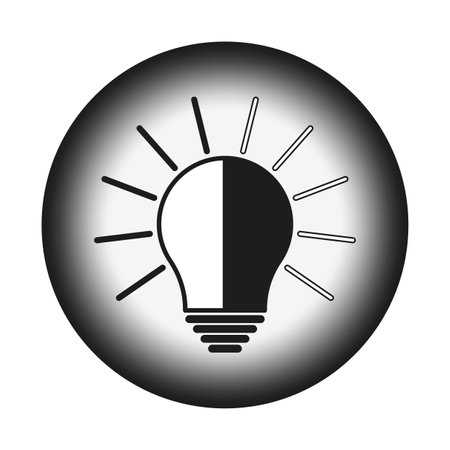 Light bulb icon. Radiant idea symbol. Bright inspiration vector. Circular light effect.のイラスト素材