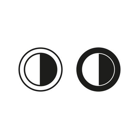 Contrast icon. Half-circle shapes. Black and white elements. Vector illustration.のイラスト素材