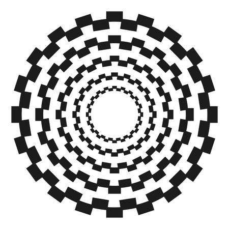 Checkerboard circle pattern. Bold geometric design. Black and white contrast. Abstract vector shape.のイラスト素材