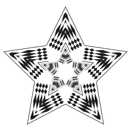 Geometric star pattern. Optical illusion shape. Bold black geometry. Abstract vector figure.のイラスト素材