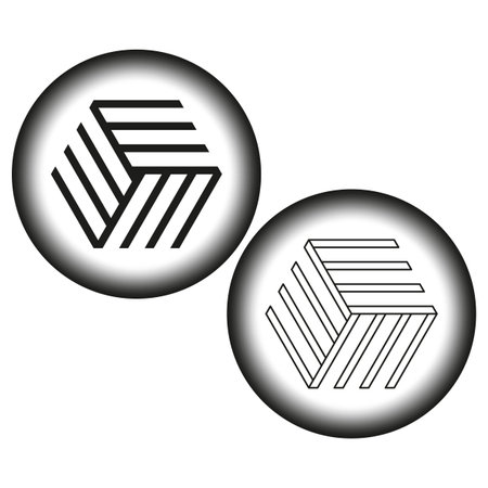 Impossible cube icon. Optical illusion shape. Geometric abstract vector. Black gradient circle.のイラスト素材