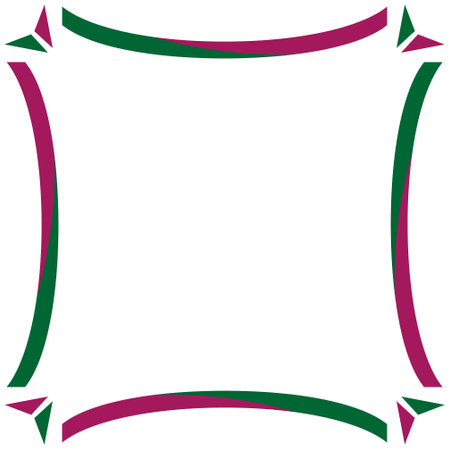 Decorative frame design. Green and pink border. Colorful curved elements. Abstract vector shapes.のイラスト素材