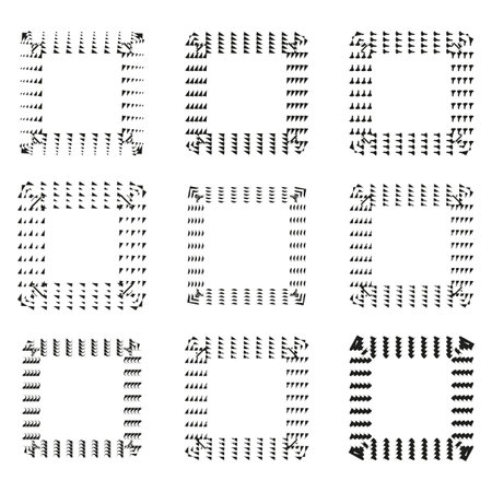 Abstract frame pattern. Geometric border design. Minimalist vector square. Decorative corner shapes.のイラスト素材