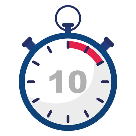 Stopwatch countdown icon. Number ten focus. Quick timer display. Fast ticking clock.のイラスト素材