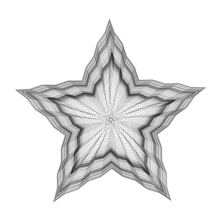 Abstract star lines. Geometric layered symbol. Minimal vector pattern. Symmetrical black outline.のイラスト素材