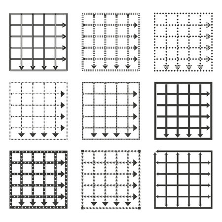 Target icons. Circular concentric symbols. Grunge black patterns. Vector shooting aims.のイラスト素材