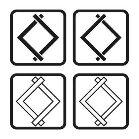 Geometric icon. Abstract square design. Line pattern symbol. Black decorative shape.のイラスト素材