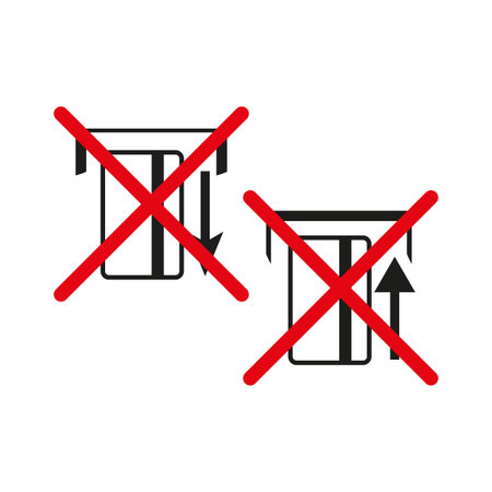 Wrong insertion icon. Red cross sign. Payment slot caution. Vector black shape.のイラスト素材