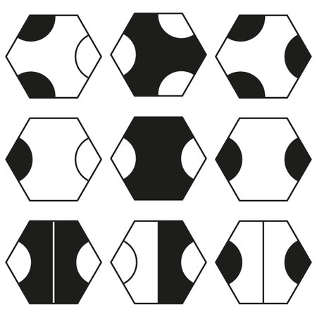 Hexagon pattern grid. Geometric abstract shapes. Black and white design. Vector modern illustration.のイラスト素材