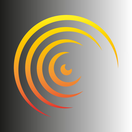 Gradient spiral icon. Orange and yellow arc. Futuristic circular wave. Vector abstract.のイラスト素材