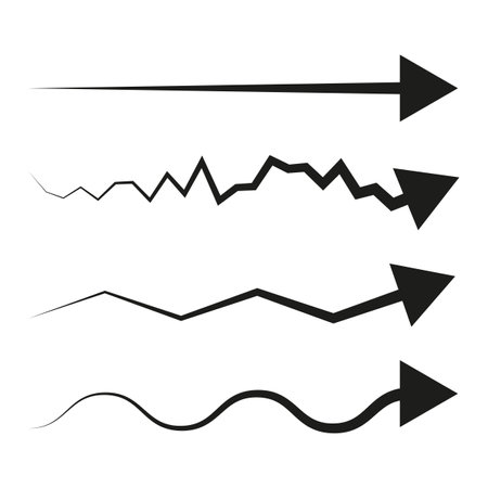 Arrow line symbol. Wavy and zigzag. Business chart graphic. Vector direction shape.のイラスト素材