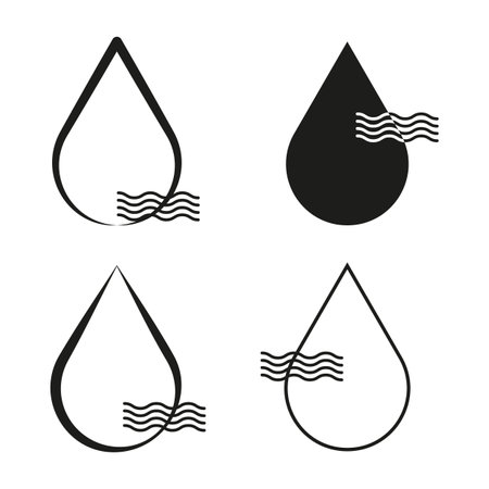 Water drop icon. Liquid teardrop symbol. Wavy line element. Vector shape form.のイラスト素材