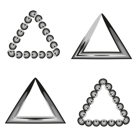 Triangle icon set. Abstract bubble symbols. Circle lined shapes. Vector geometric forms.のイラスト素材
